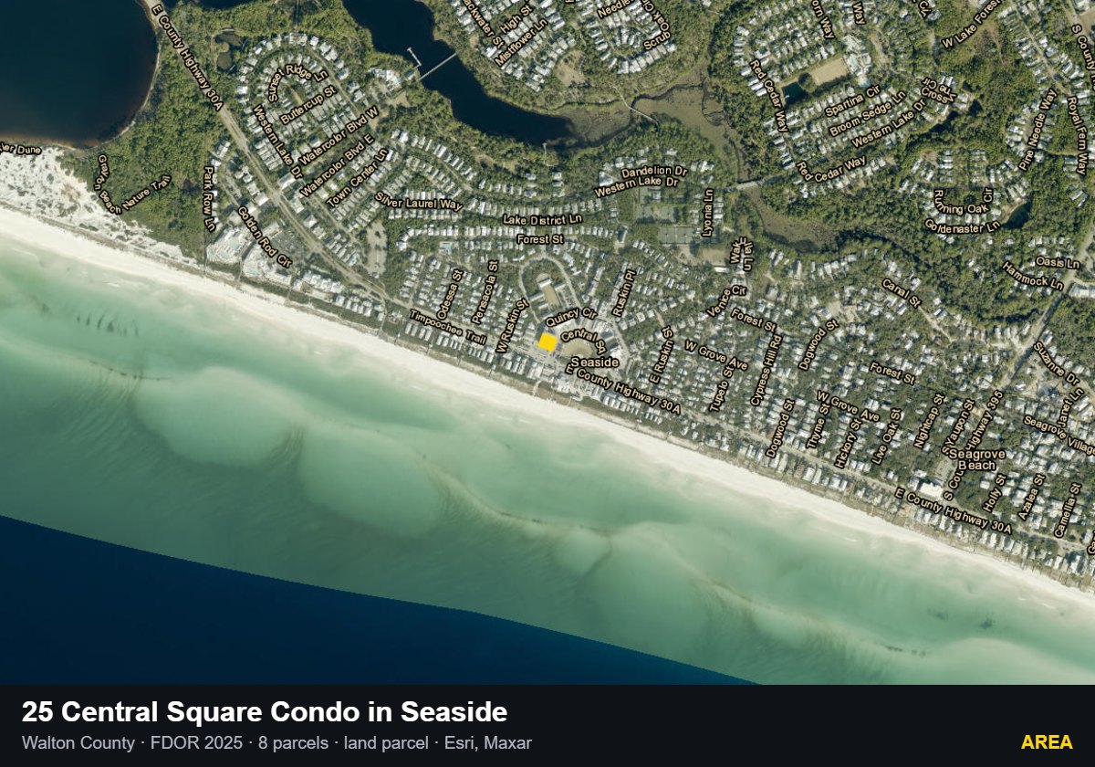 25 Central Square Condo in Seaside — Area parcel record