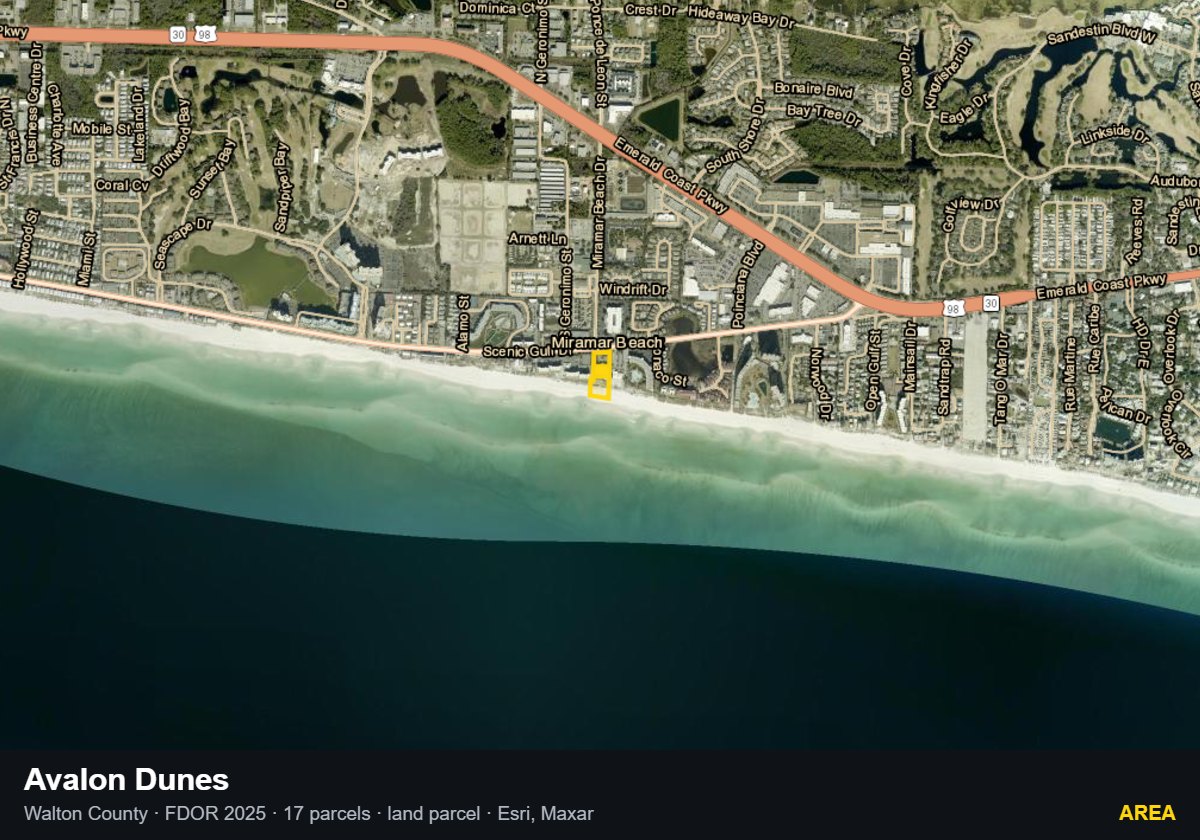 Avalon Dunes — Area parcel record