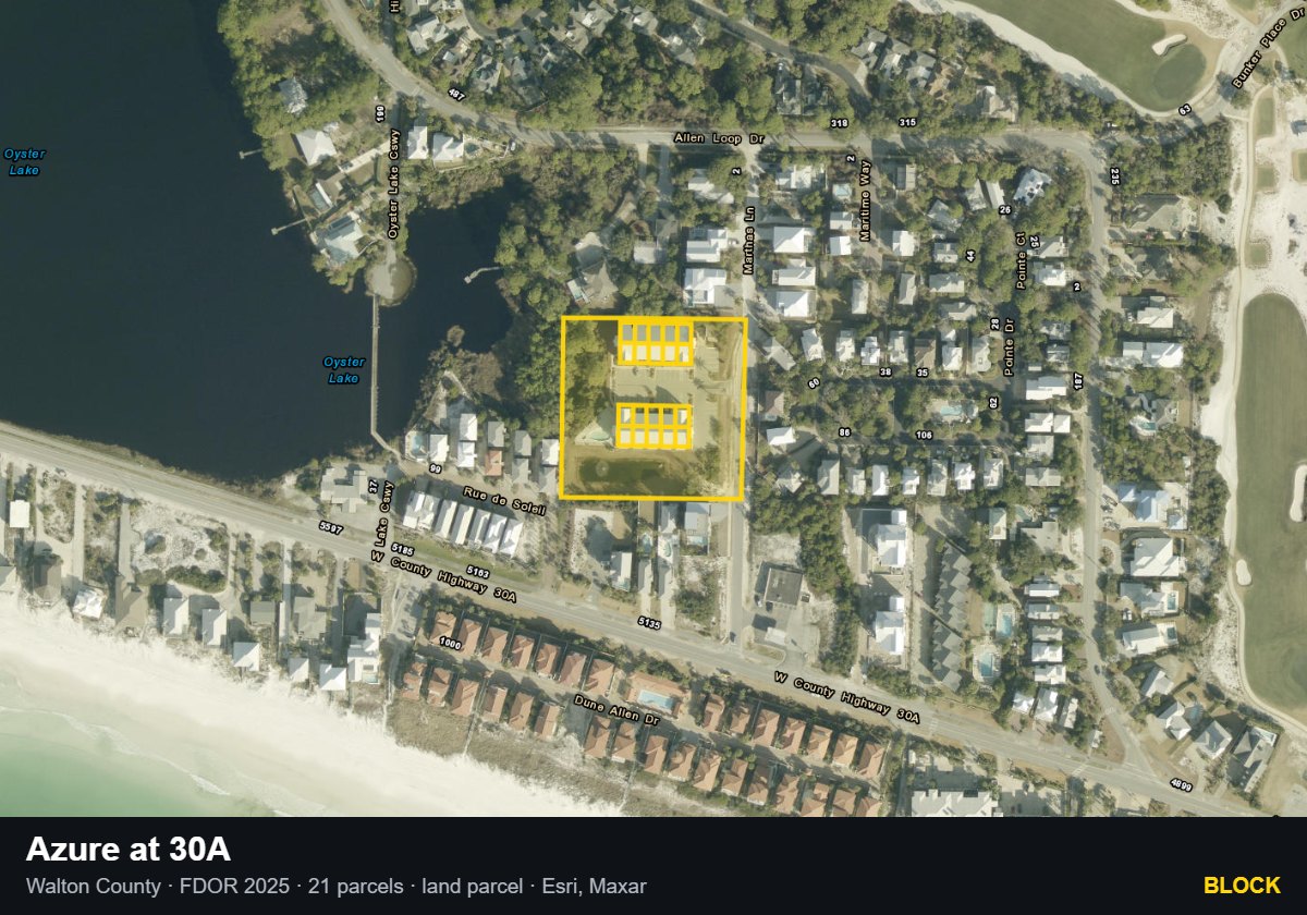 Azure at 30A — Block parcel record