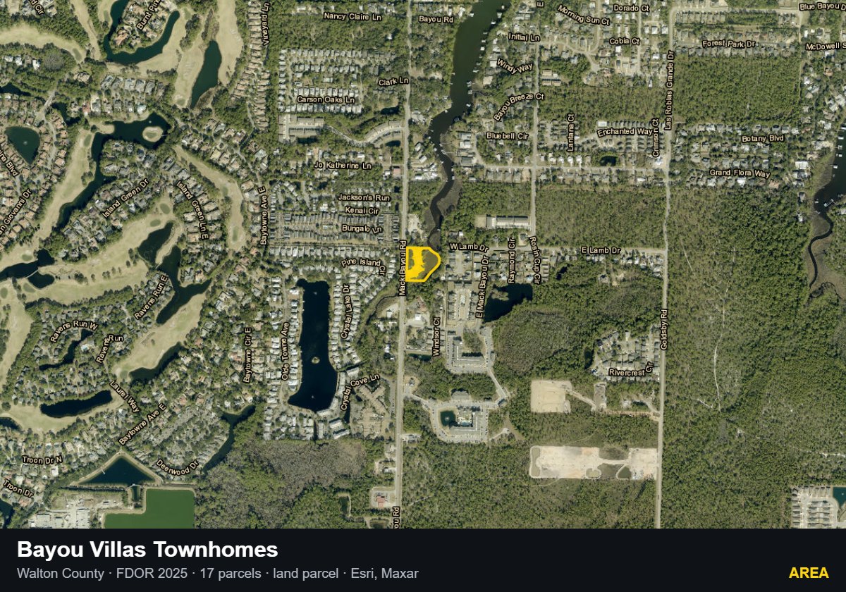 Bayou Villas Townhomes — Area parcel record