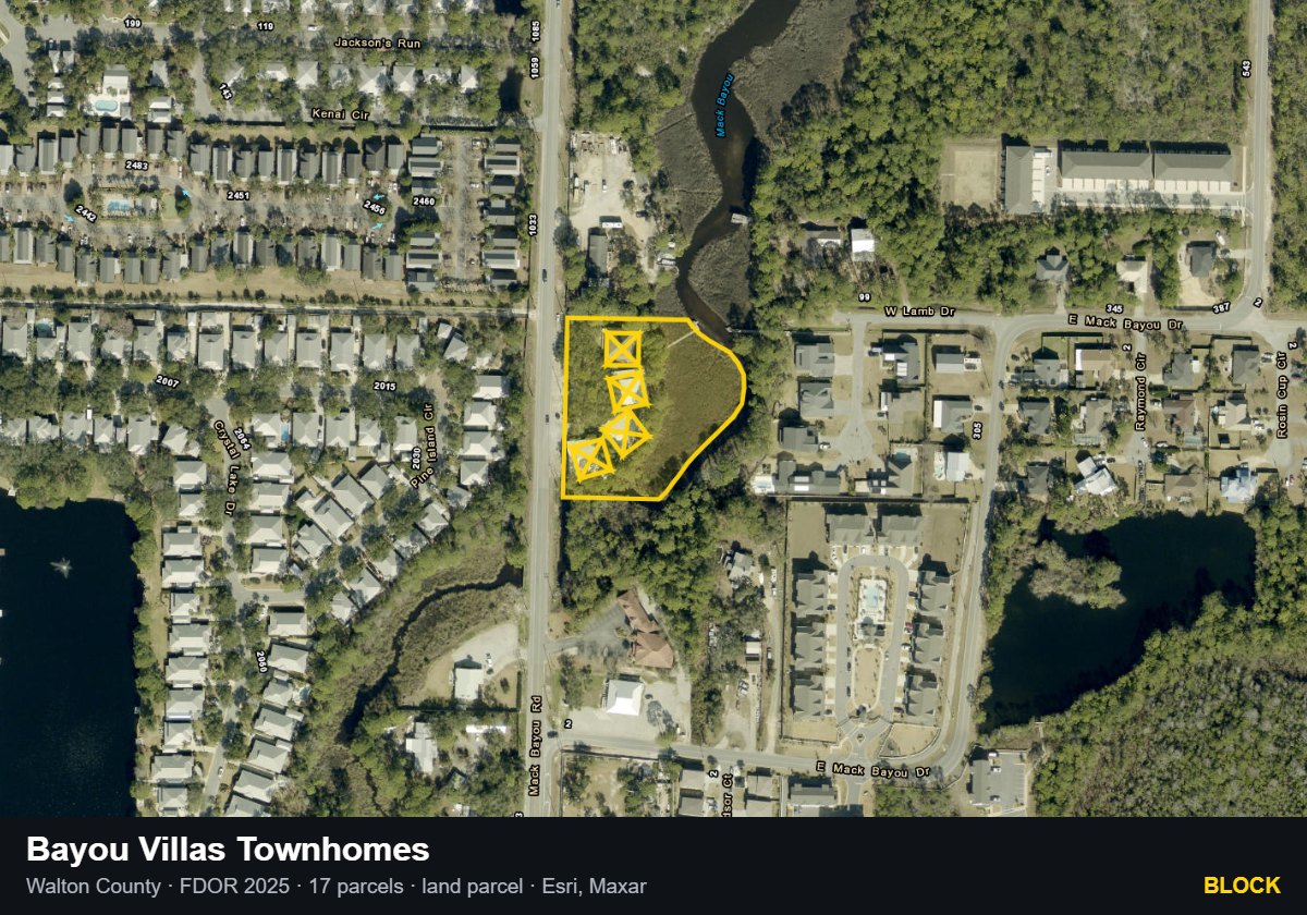 Bayou Villas Townhomes — Block parcel record