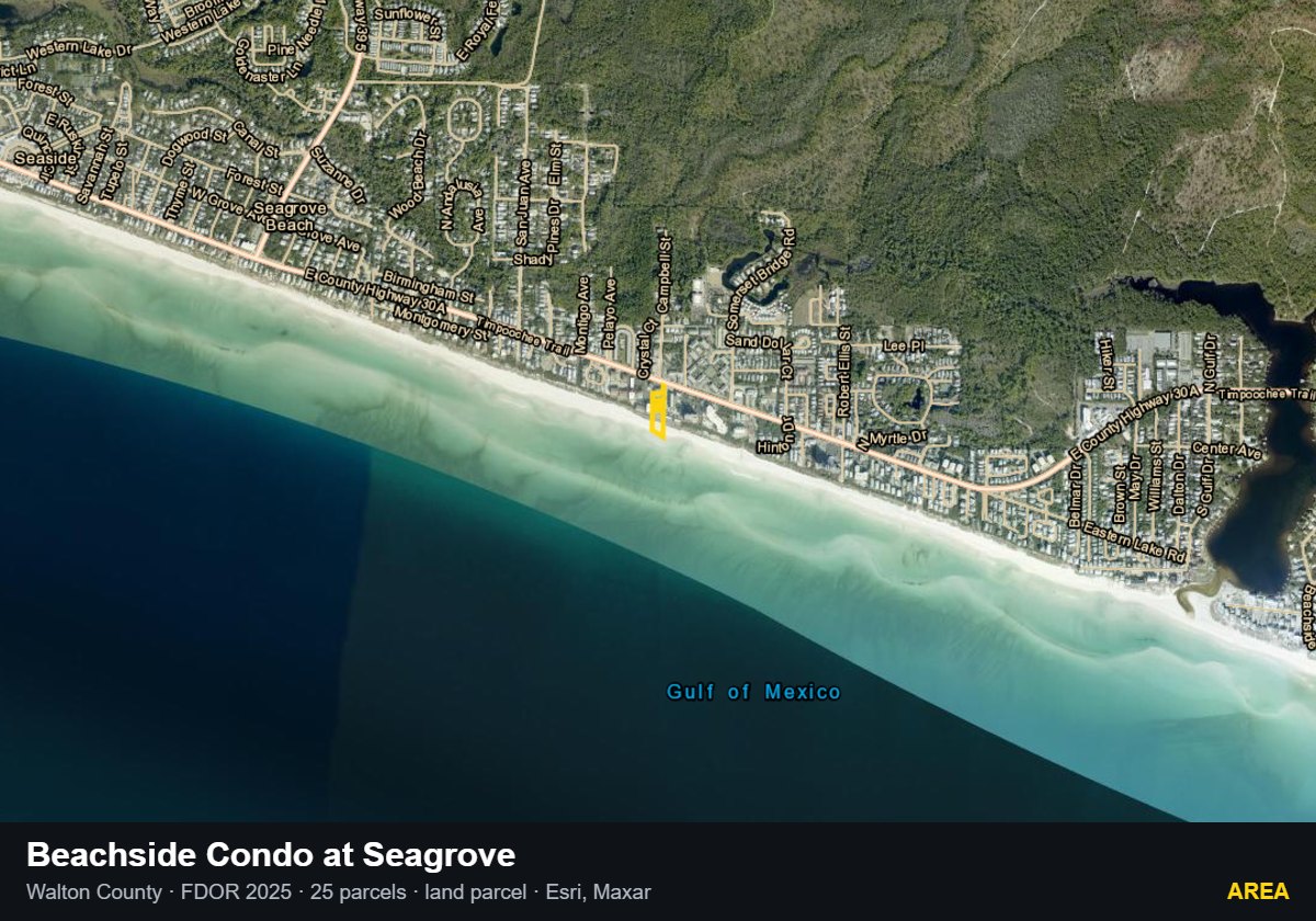 Beachside Condo at Seagrove — Area parcel record