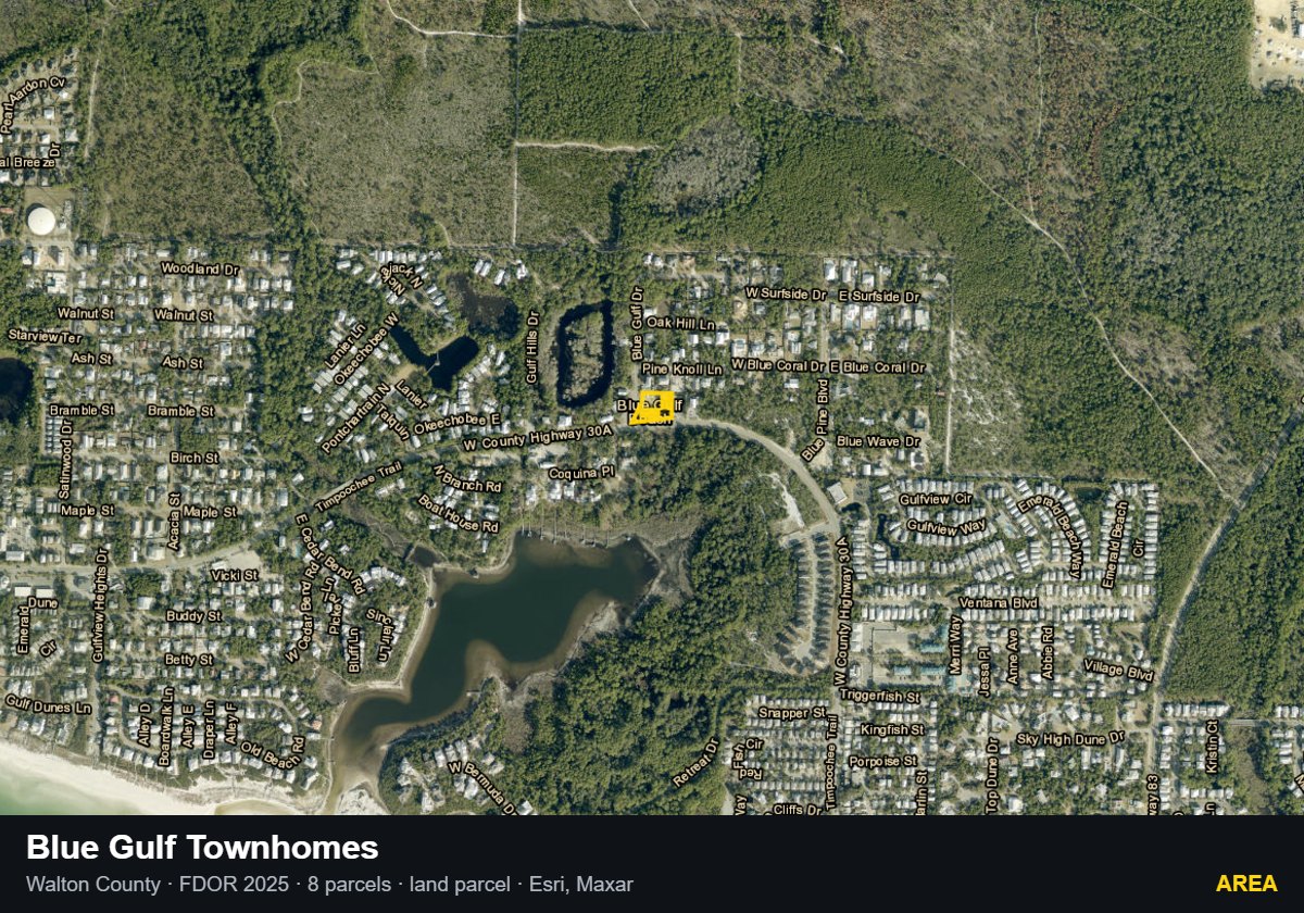 Blue Gulf Townhomes — Area parcel record