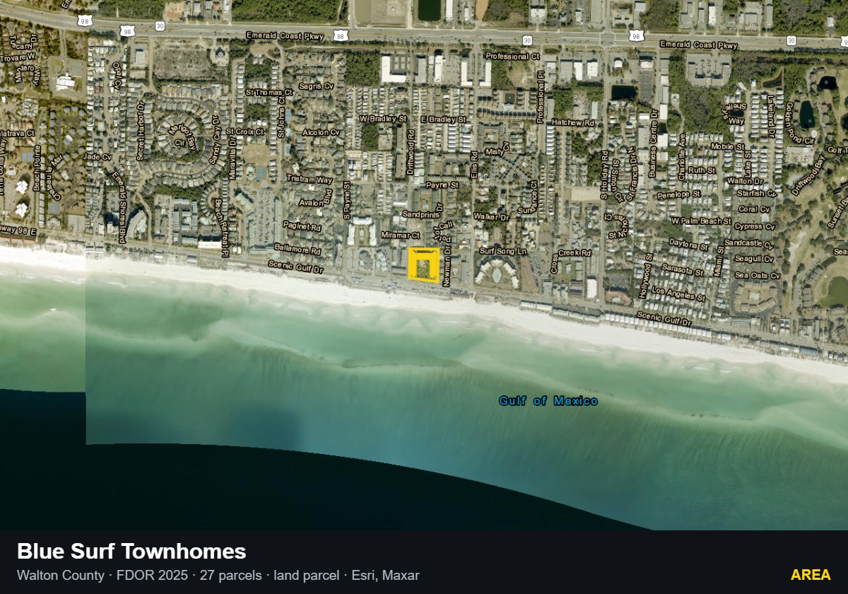 Blue Surf Townhomes — Area parcel record