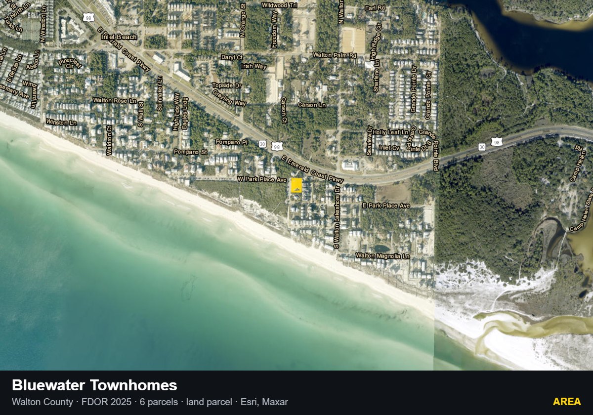 Bluewater Townhomes — Area parcel record