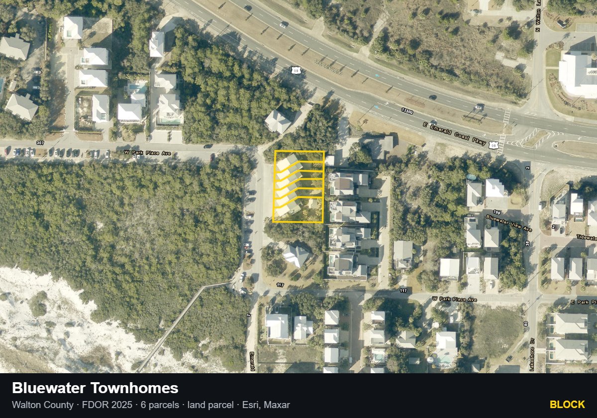 Bluewater Townhomes — Block parcel record