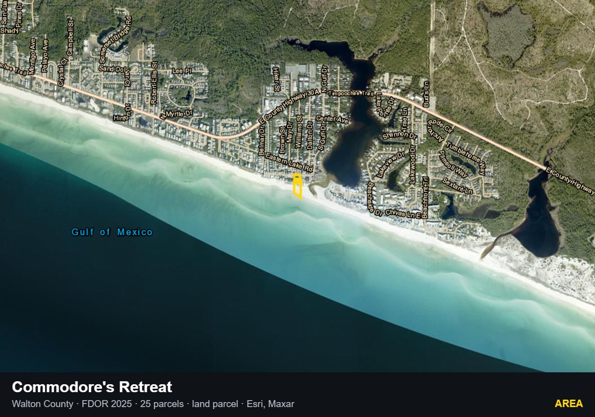 Commodore's Retreat — Area parcel record