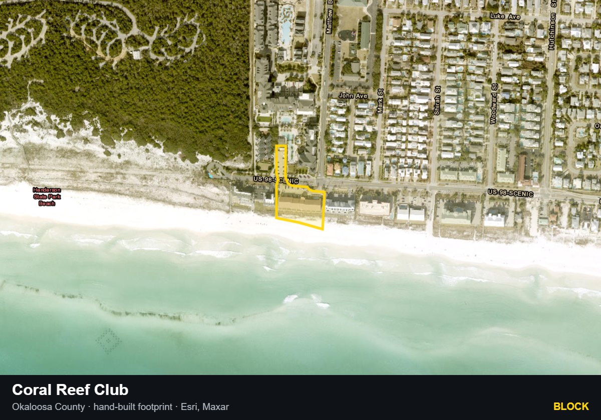 Coral Reef Club — Block parcel record