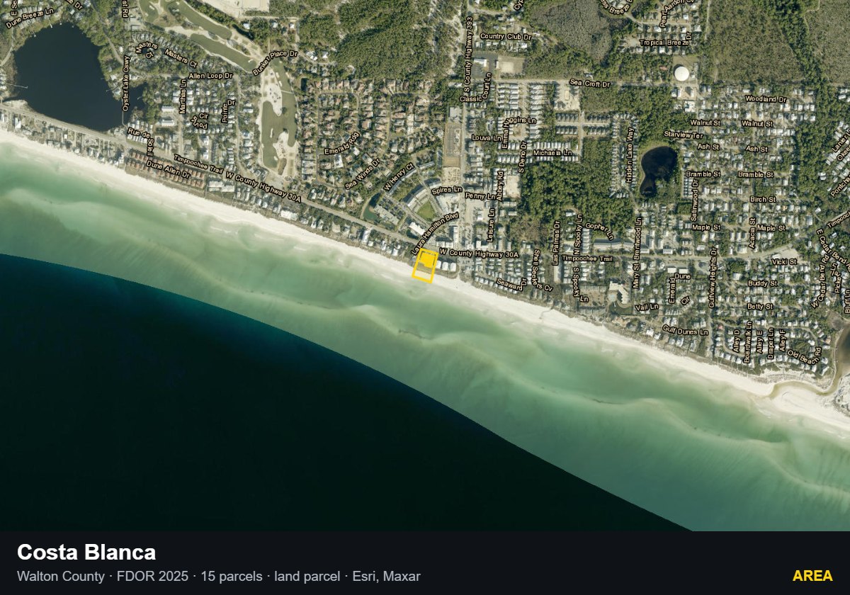 Costa Blanca — Area parcel record