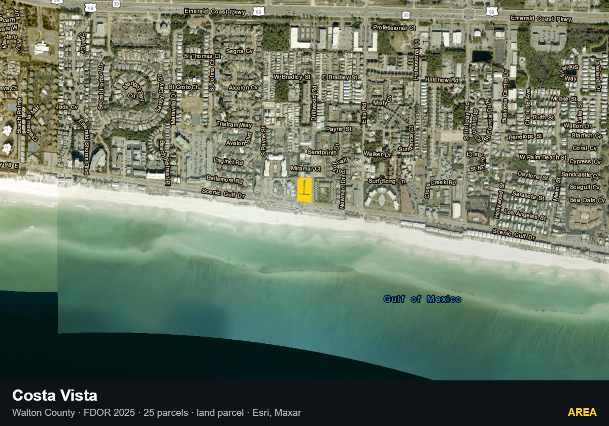 Costa Vista — Area parcel record