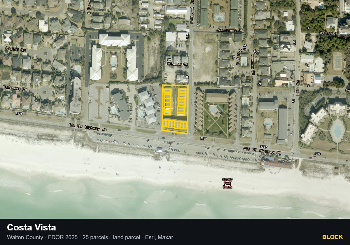 Costa Vista — Block parcel record