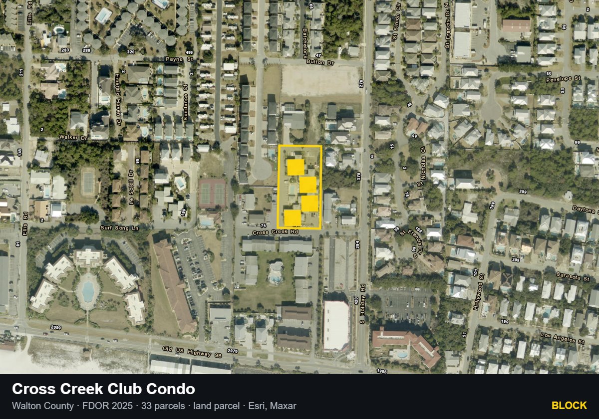 Cross Creek Club Condo — Block parcel record