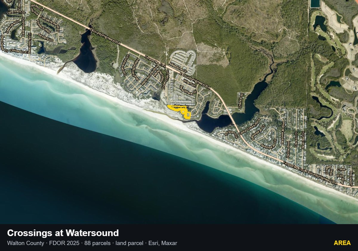 Crossings at Watersound — Area parcel record