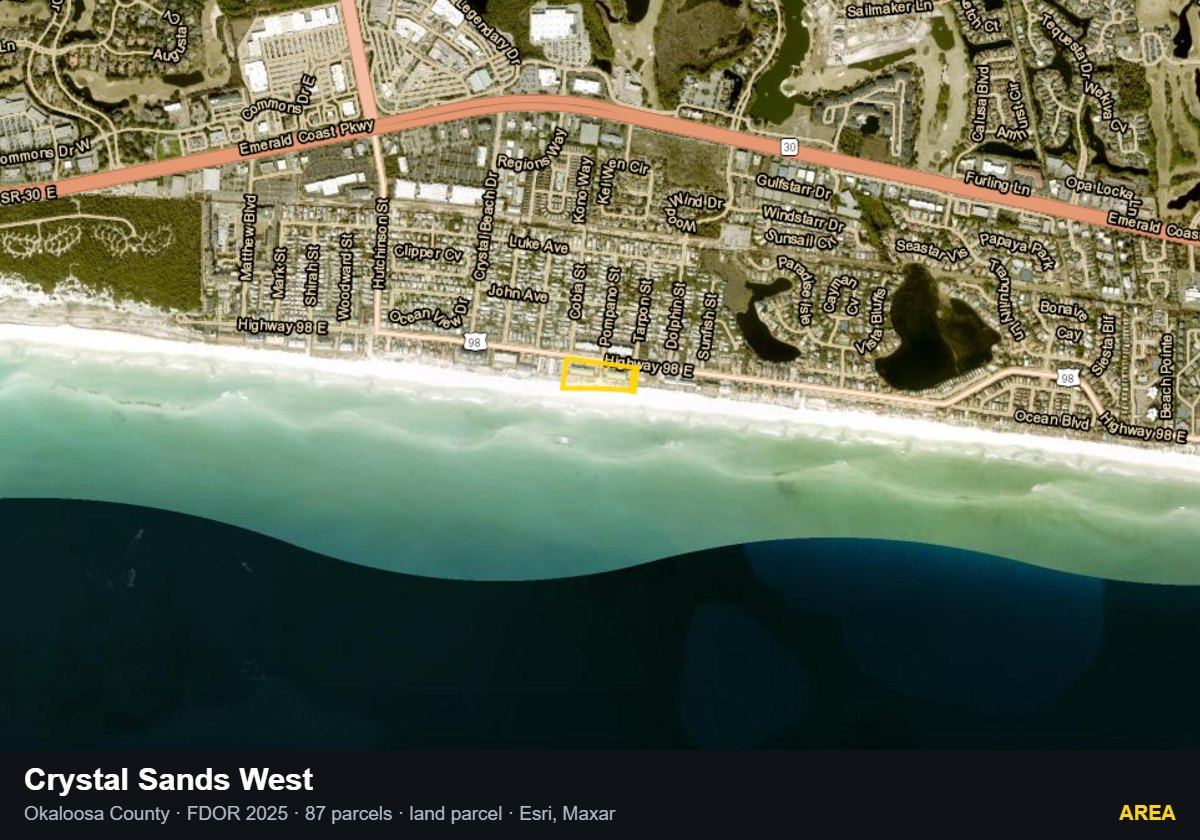 Crystal Sands West — Area parcel record