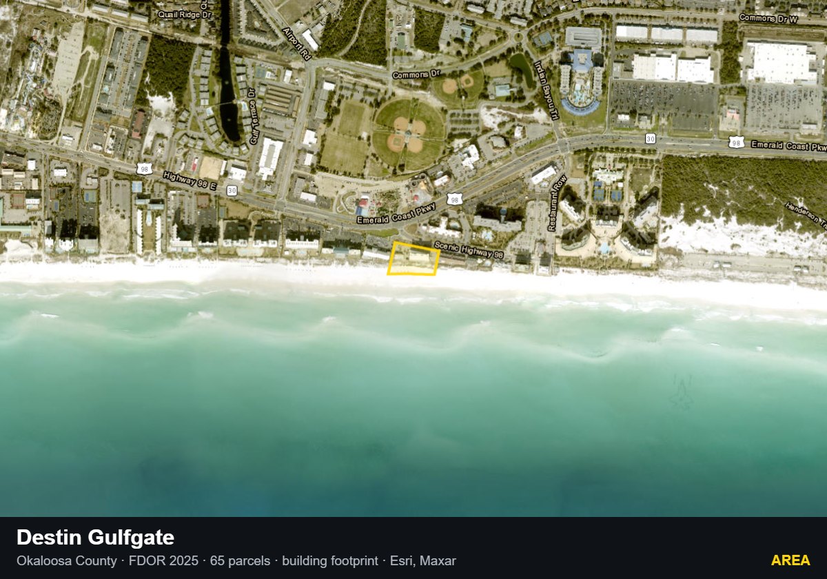 Destin Gulfgate — Area parcel record