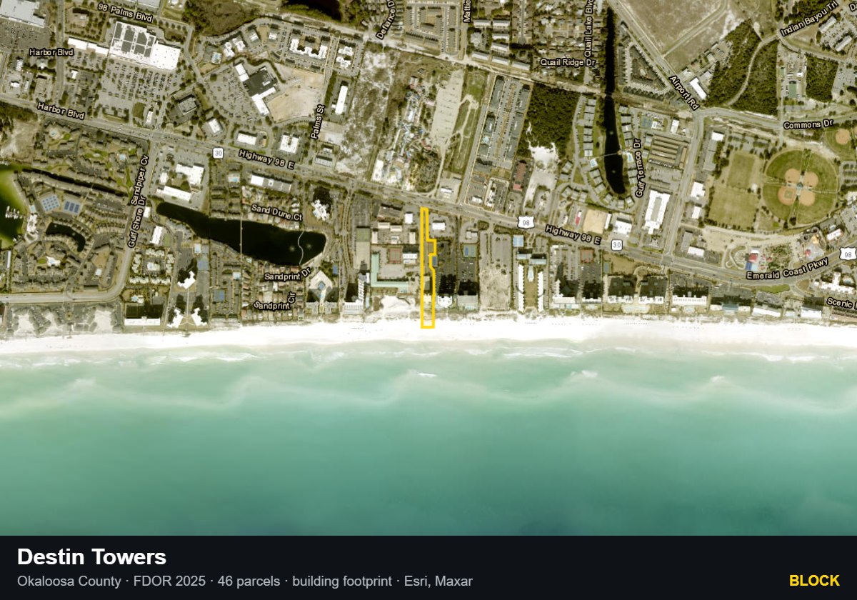 Destin Towers — Block parcel record