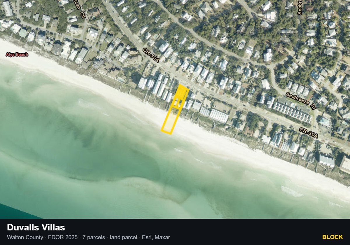 Duvalls Villas — Block parcel record