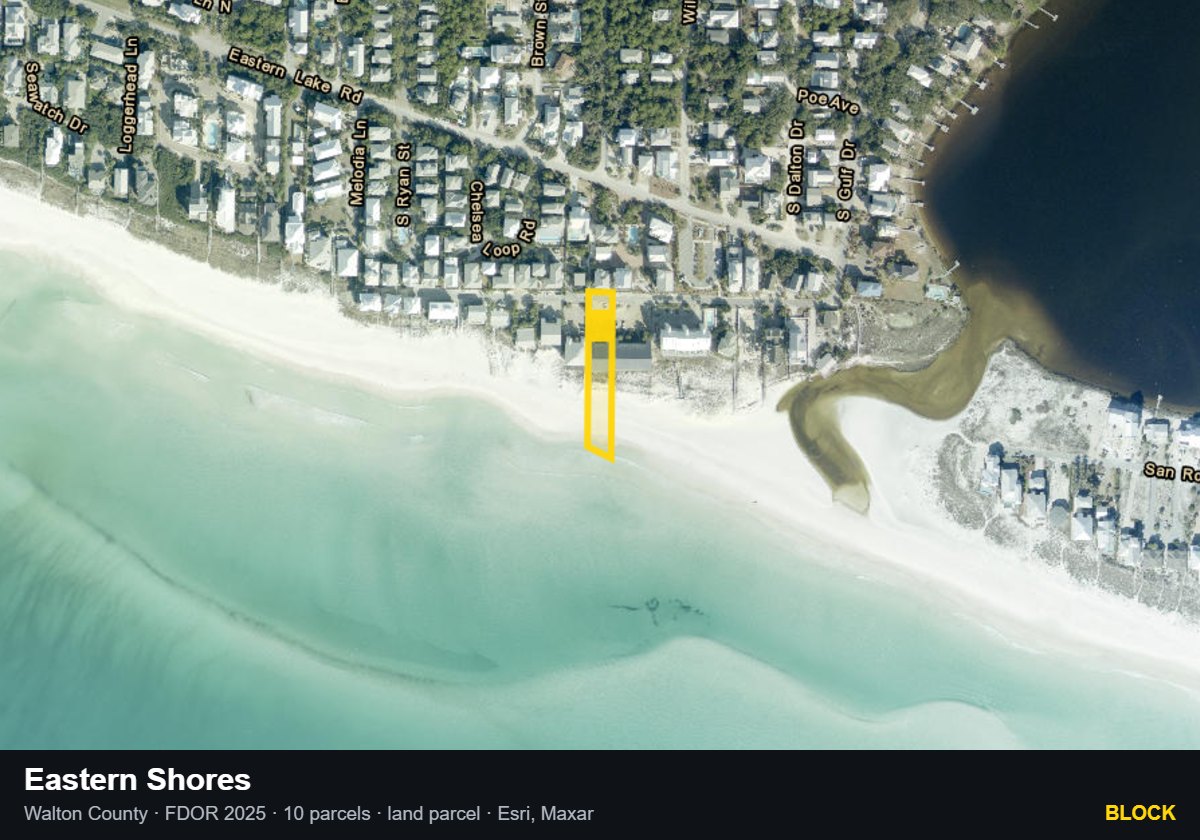 Eastern Shores — Block parcel record