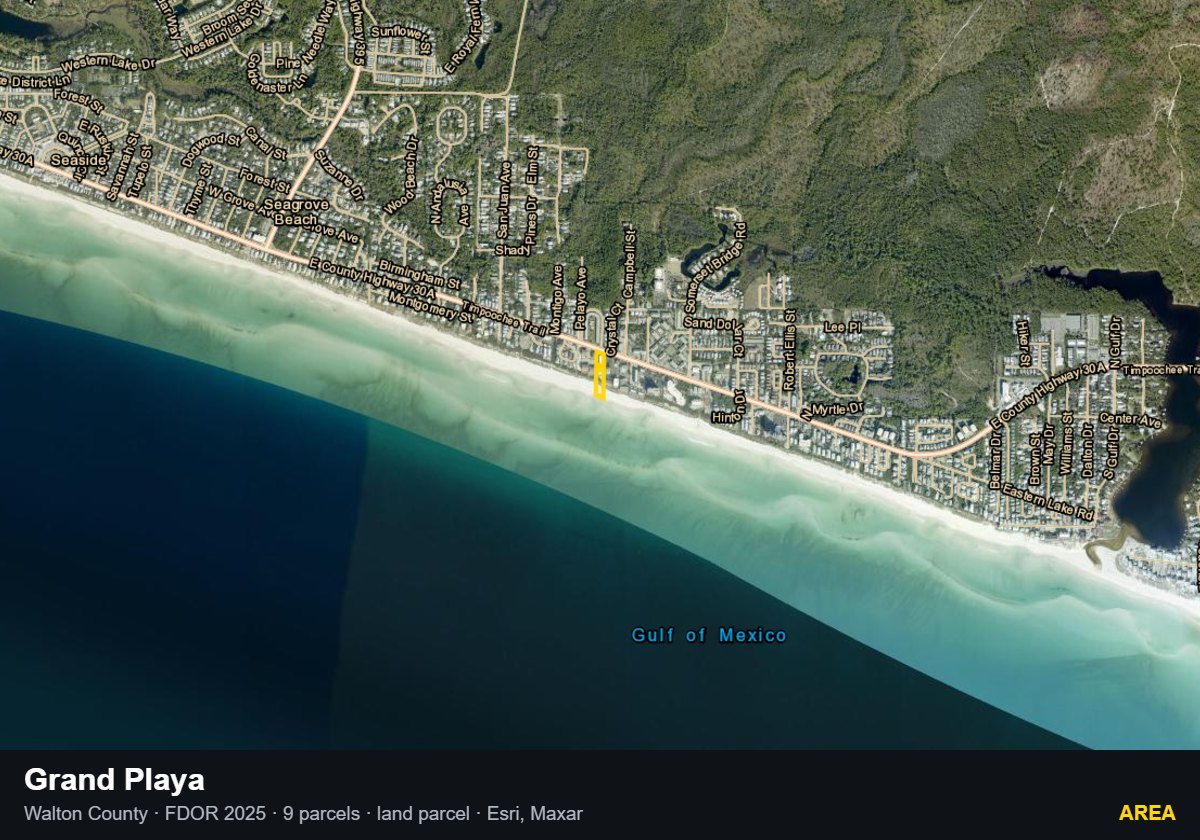 Grand Playa — Area parcel record