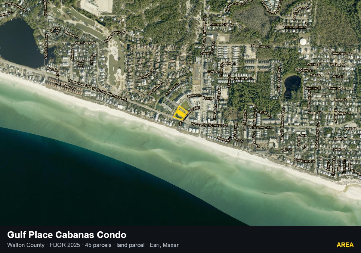 Gulf Place Cabanas Condo — Area parcel record