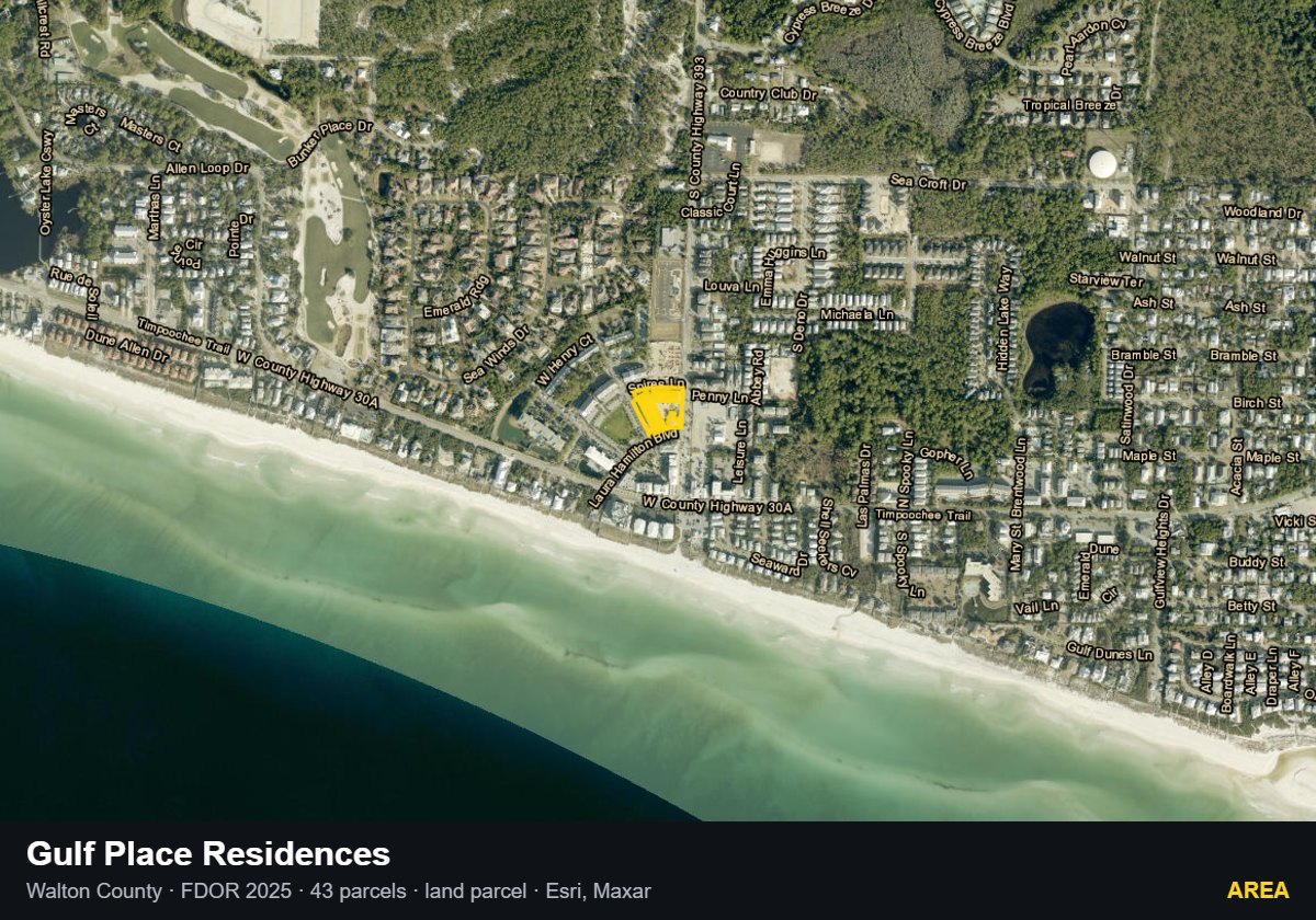 Gulf Place Residences — Area parcel record