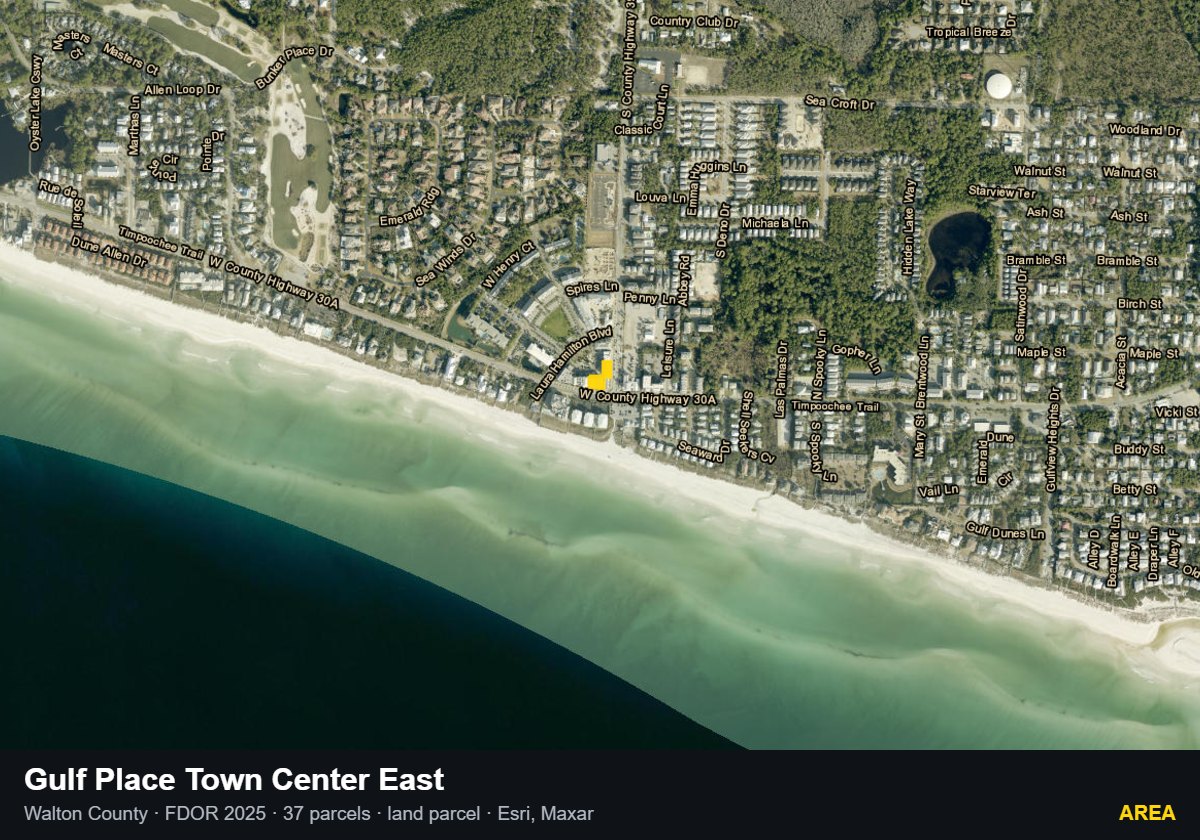 Gulf Place Town Center East — Area parcel record