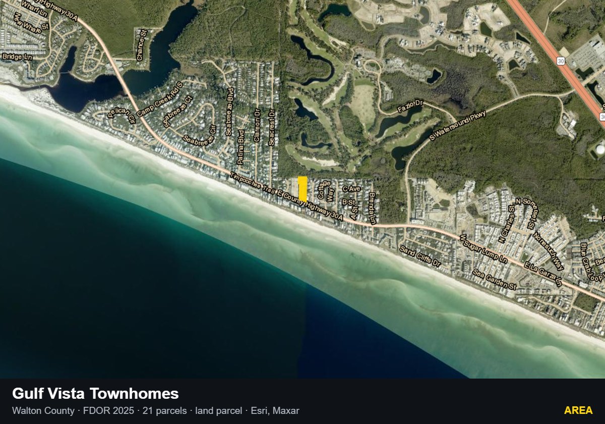 Gulf Vista Townhomes — Area parcel record
