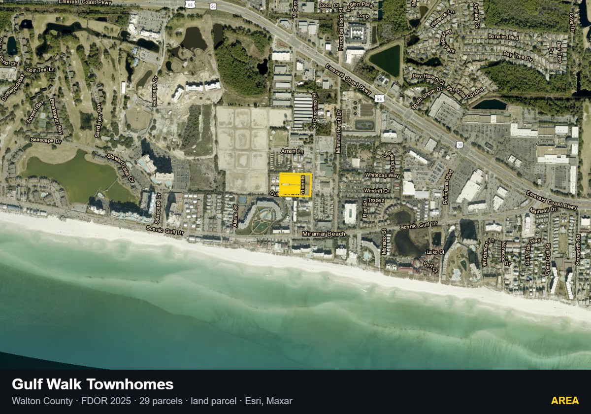 Gulf Walk Townhomes — Area parcel record
