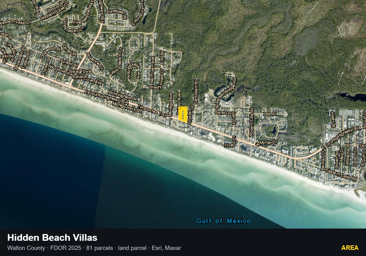 Hidden Beach Villas — Area parcel record