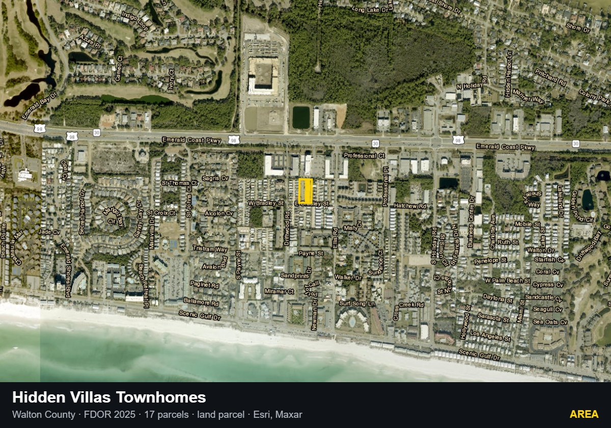 Hidden Villas Townhomes — Area parcel record