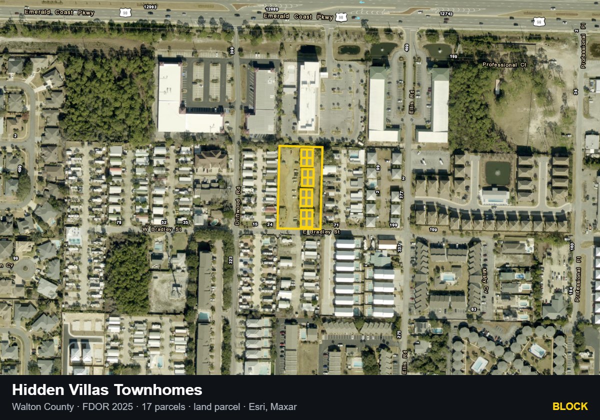Hidden Villas Townhomes — Block parcel record