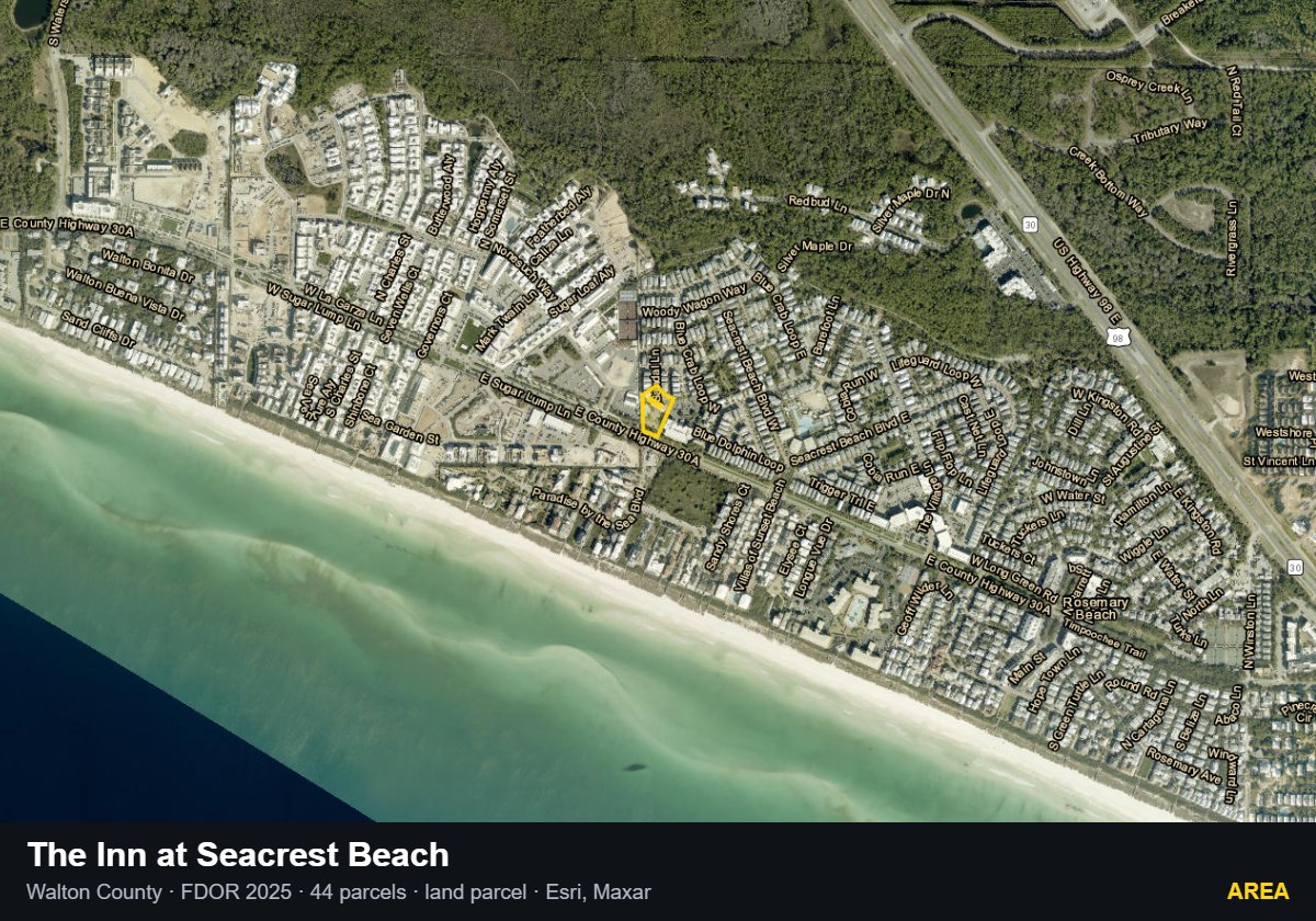The Inn at Seacrest Beach — Area parcel record