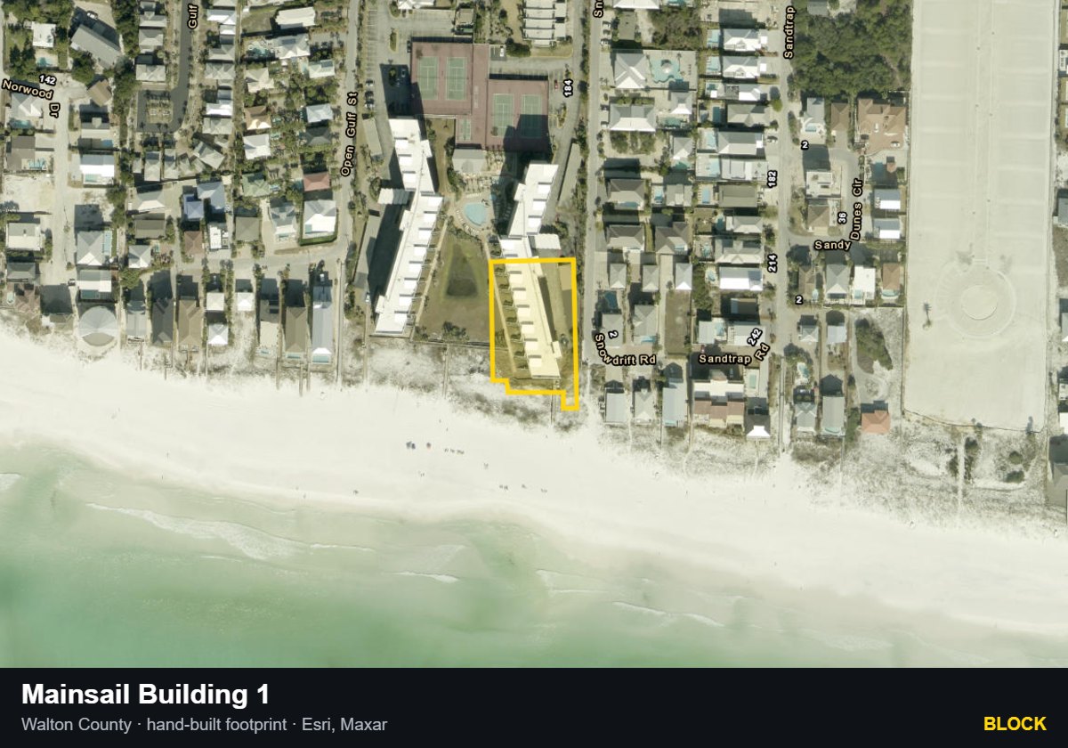 Mainsail Building 1 — Block parcel record