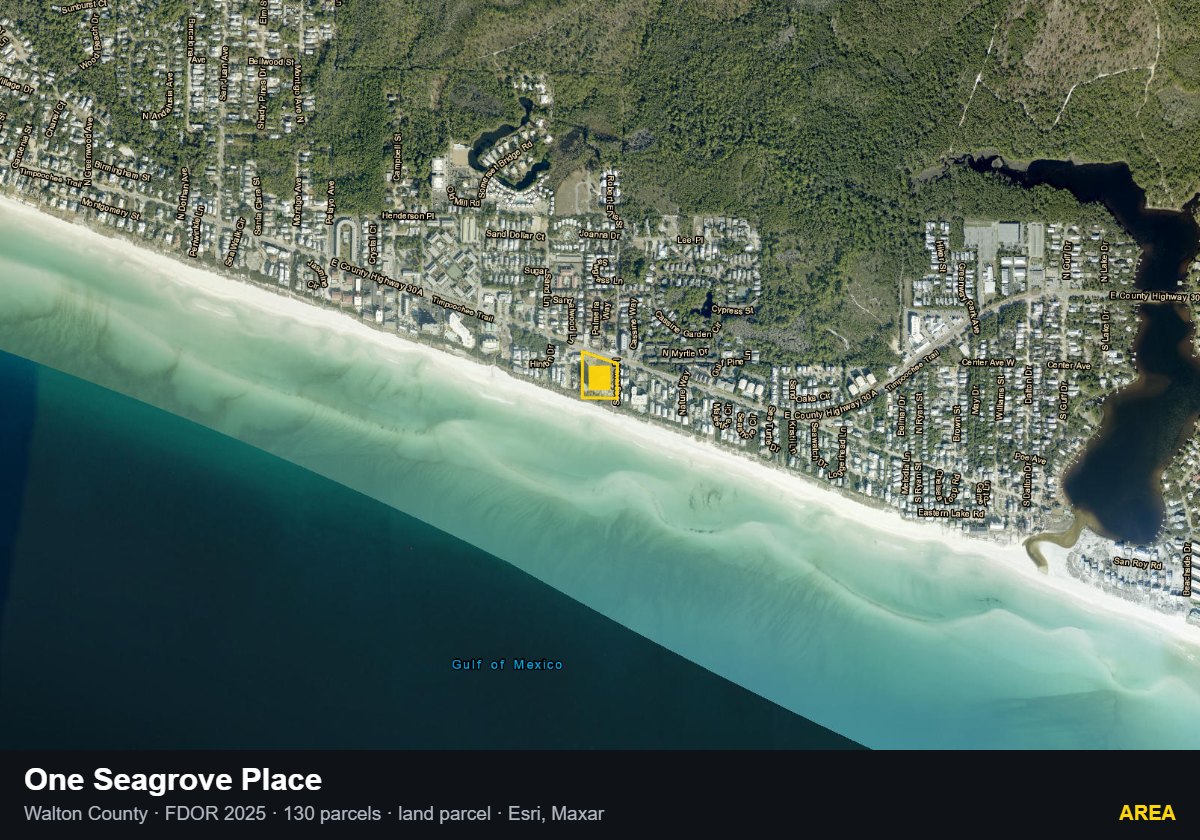 One Seagrove Place — Area parcel record