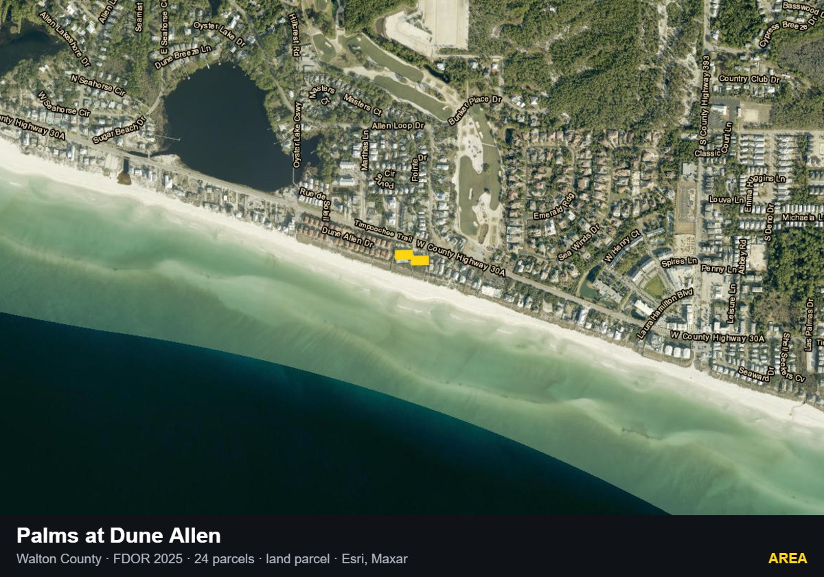 Palms at Dune Allen — Area parcel record
