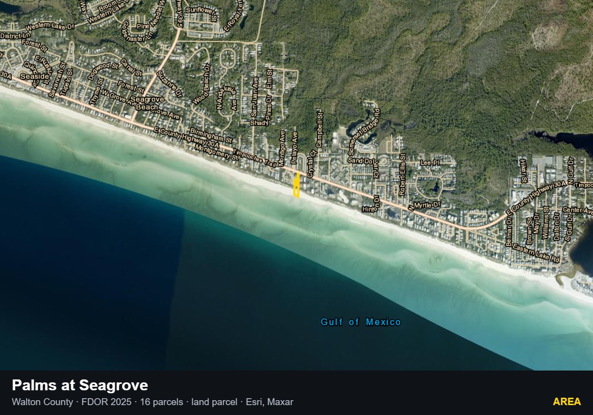 Palms at Seagrove — Area parcel record
