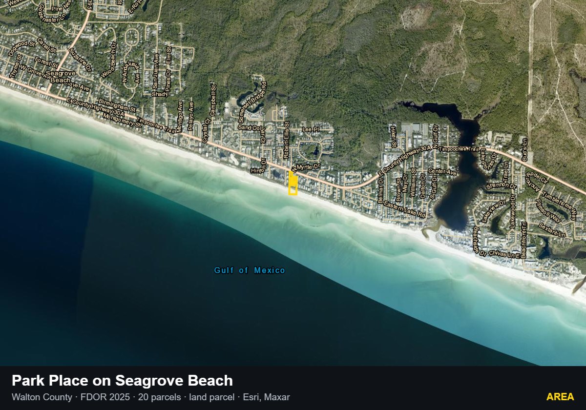 Park Place on Seagrove Beach — Area parcel record