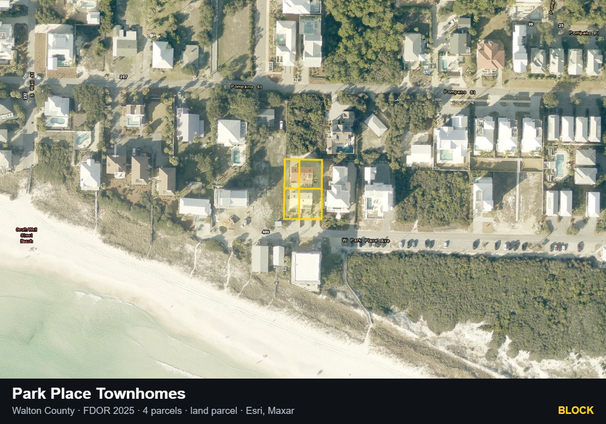 Park Place Townhomes — Block parcel record