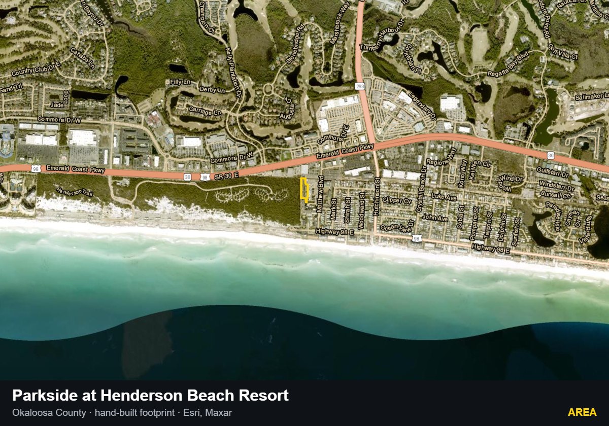 Parkside at Henderson Beach Resort — Area parcel record