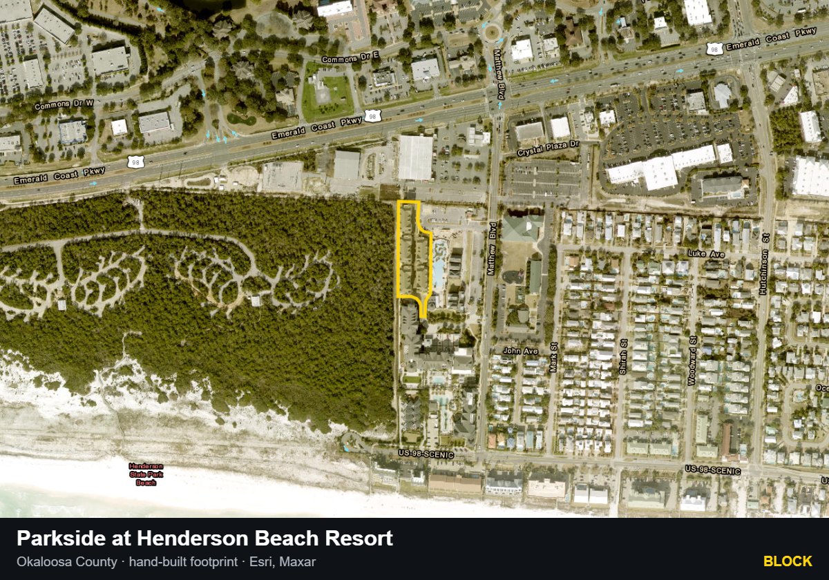 Parkside at Henderson Beach Resort — Block parcel record