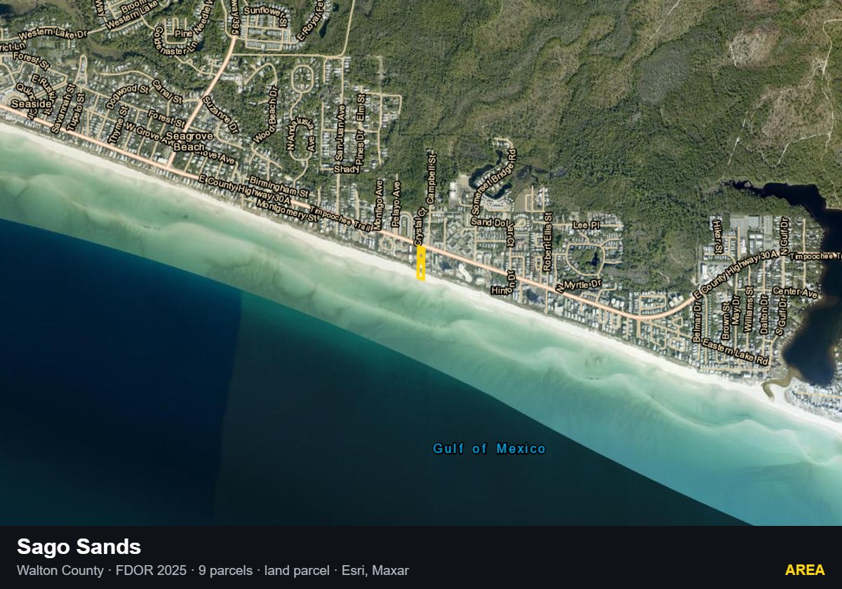 Sago Sands — Area parcel record