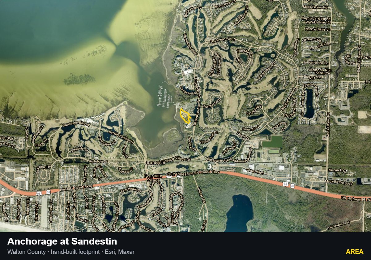 Anchorage at Sandestin — Area parcel record