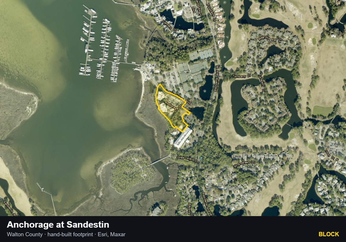 Anchorage at Sandestin — Block parcel record