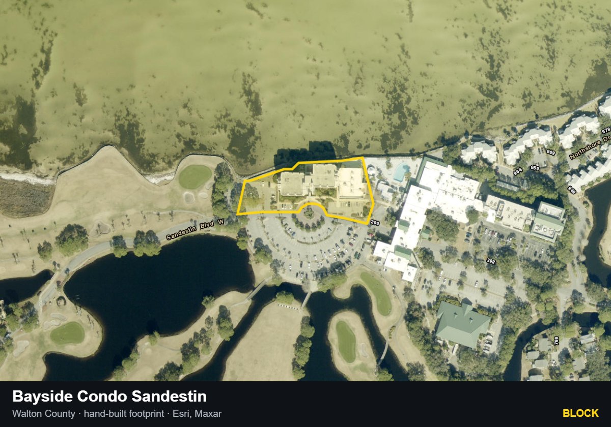 Bayside Condo Sandestin — Block parcel record