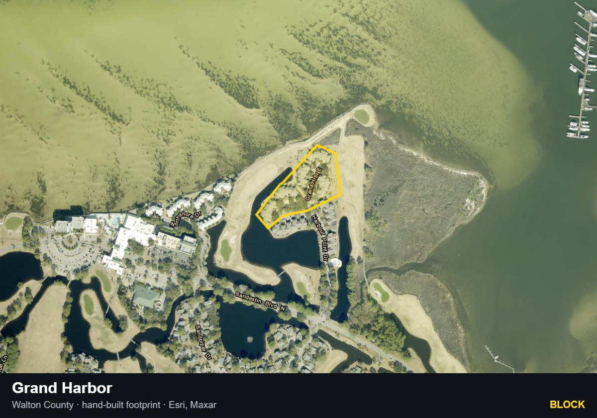 Grand Harbor — Block parcel record