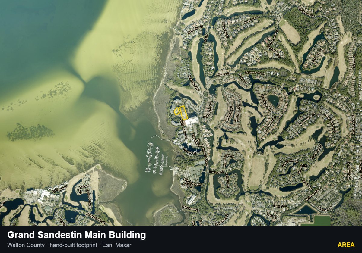 Grand Sandestin Main Building — Area parcel record