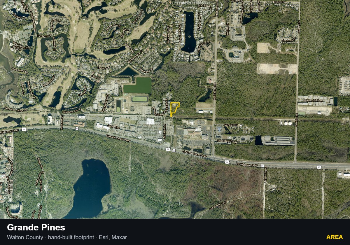 Grande Pines — Area parcel record