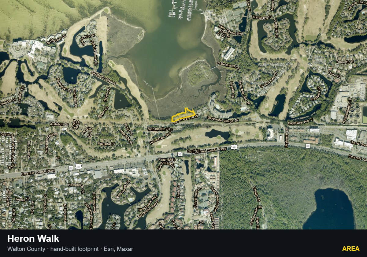 Heron Walk — Area parcel record