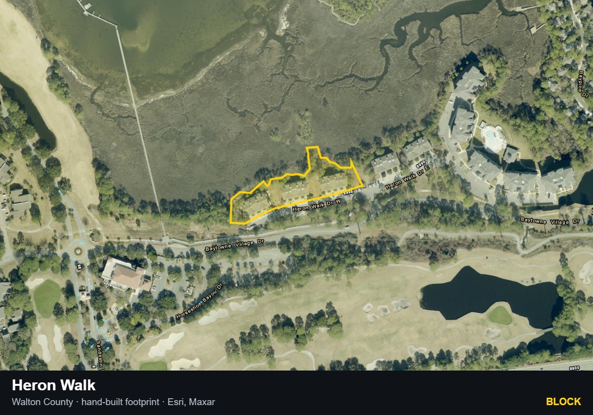 Heron Walk — Block parcel record