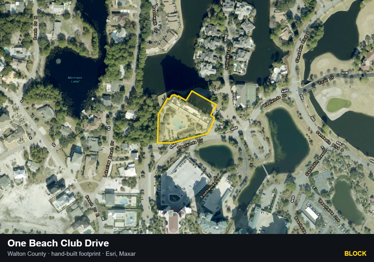 One Beach Club Drive — Block parcel record